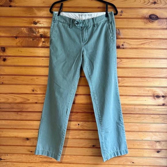 Anthropologie Paperboy Sage Green Straight Leg Pants 8 | Quiet Luxury Minimal - Picture 4 of 17